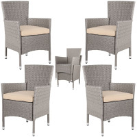 Garden Chair Set of 4 | Rattan Cream Beige | inc Cushions